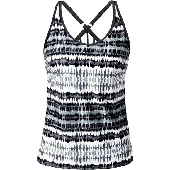 Women's Athletic Tankini Top Swimsuit Modest Cover-Up Adjustable Straps - Picture 3 of 7